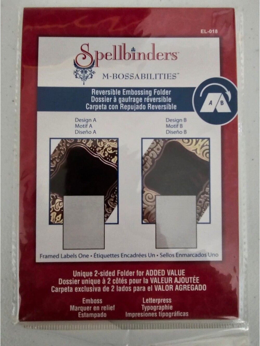Spellbinders M-Bossabilities 3D Embossing Folder Framed Labels One